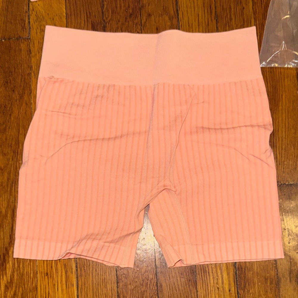 Peach  Ribbed Two-Piece Set - Picture 4 of 6